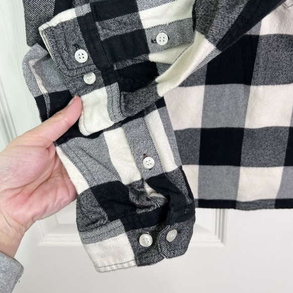 J. Crew Buffalo Plaid Flannel 1/2 Zip Shirt Jacket Black & Ivory Size M - Picture 8 of 12